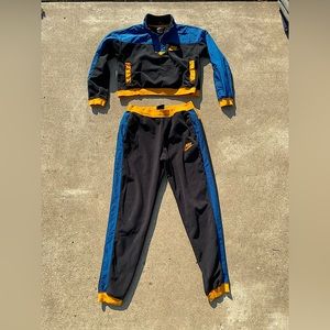 Nike Blue And Orange Polar Fleece Half Zip Sweatshirt & Pants Set